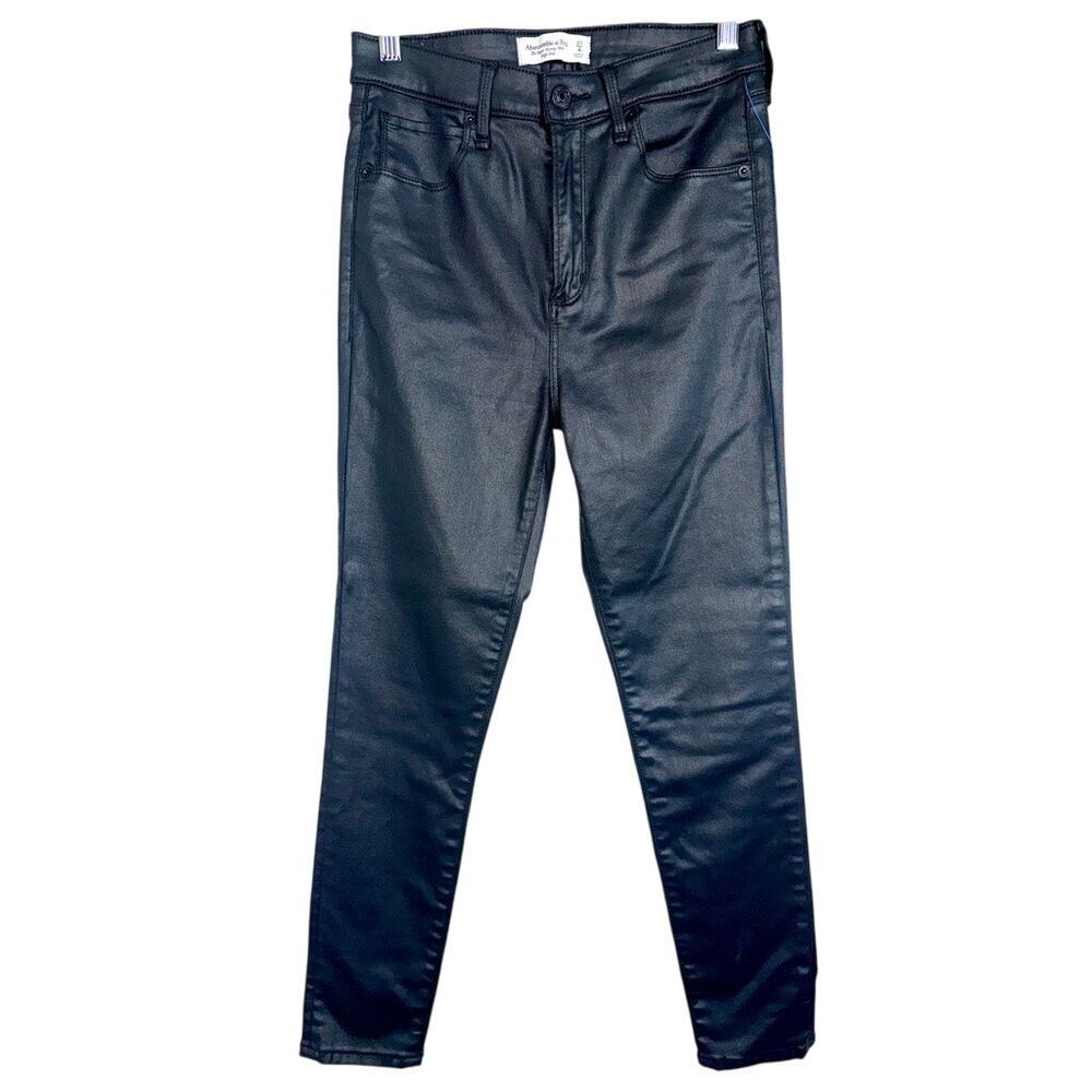 Abercrombie & Fitch Super Skinny Ankle High Rise Black Coated Jeans Size 27 4 S